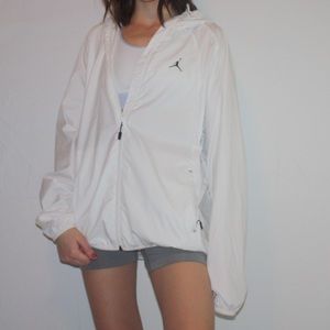 Jordan white hooded windbreaker zip up